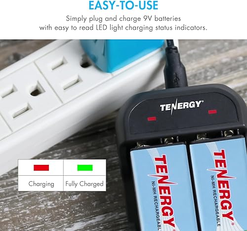 Miniatura 5 de Tenergy TN1412Bay 9V cargador inteligente con azul Combos de pilas de 9V