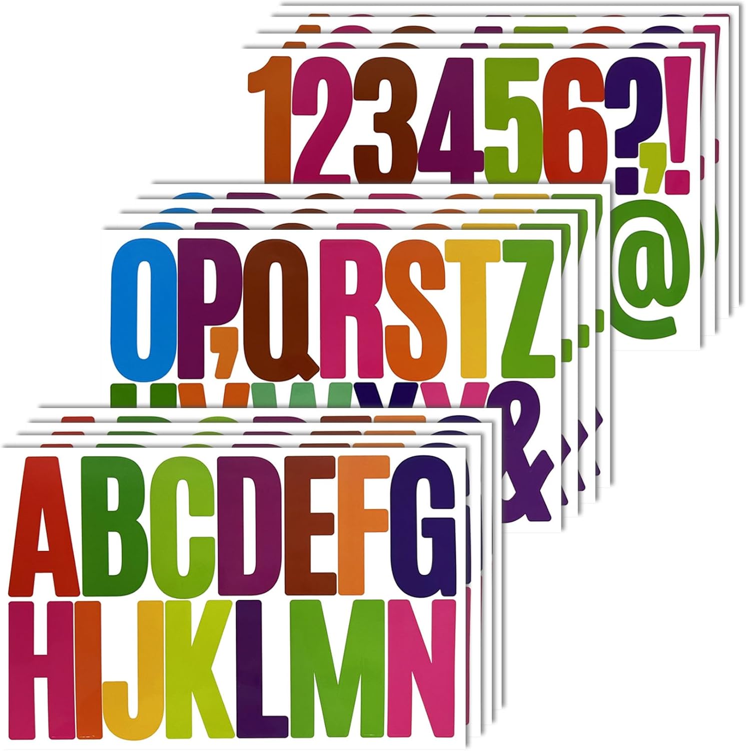 3 Inch Vinyl Letter Number Stickers - 188 Pieces Large Waterproof Sticky Stick On Alphabet Sticker for Outdoor, Trucks, Windows and Bulletin Board (Multicolor,12 Sheets)