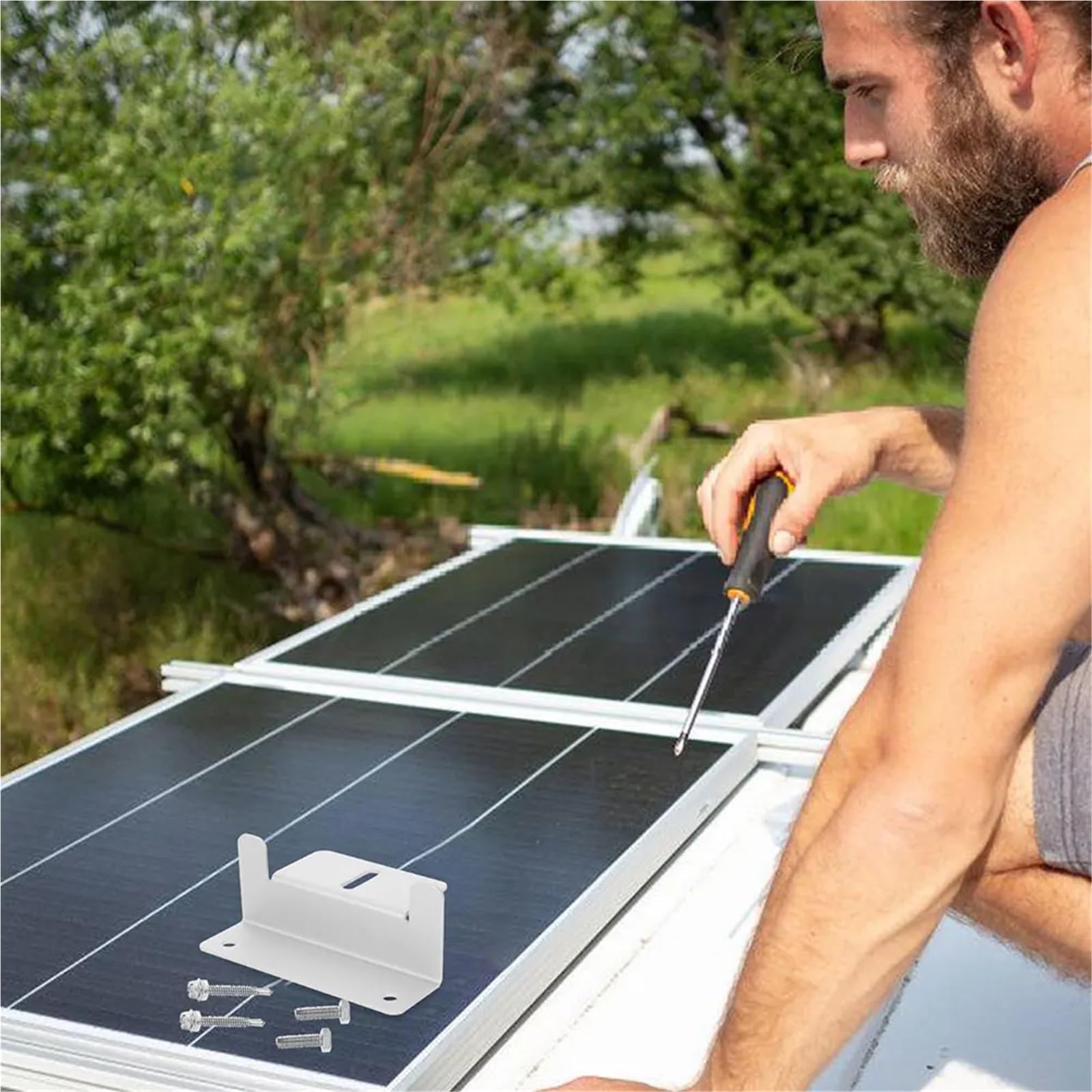 Staffa di montaggio per pannello solare, supporto per pannello solare, in lega di alluminio, leggera, per pannelli domestici, camper, barca (16 pezzi)