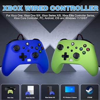 Dinosoo 2 Pack Wird Controller for PC/XBOX-One/X/S [Need Windows Upgrade Built Adaptive Gaming Turbo/Vibration/Gyro/Wake-up function 3.5 mm Audio