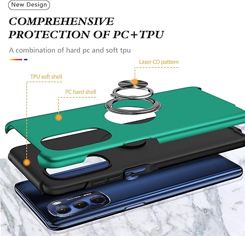 Miniatura 4 de AKINIK Funda para Moto G Stylus 5G 2022 con película nano a prueba de explosiones, paquete de 2, funda invisible de grado militar (verde)