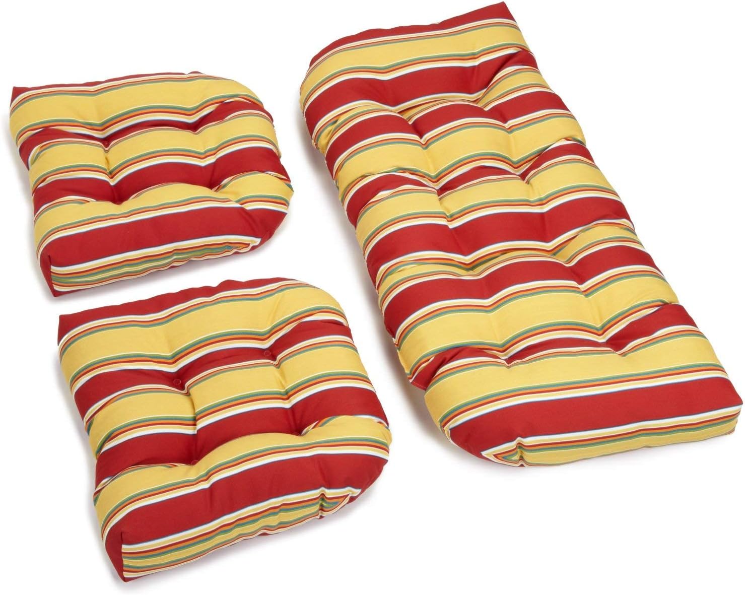 Blazing Needles Outdoor Rounded Back Settee Cushion Set, Haliwell Multi 3 Count