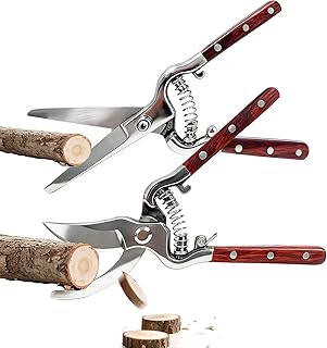 2 Pack Garden Shears, Bonsai Trimming Scissors, Heavy Duty Garden Scissors & Clippers for Wood & Tree Trimming, for Cutting Flowers, Trimming Plants, Picking Fruits (Redwood garden shears)