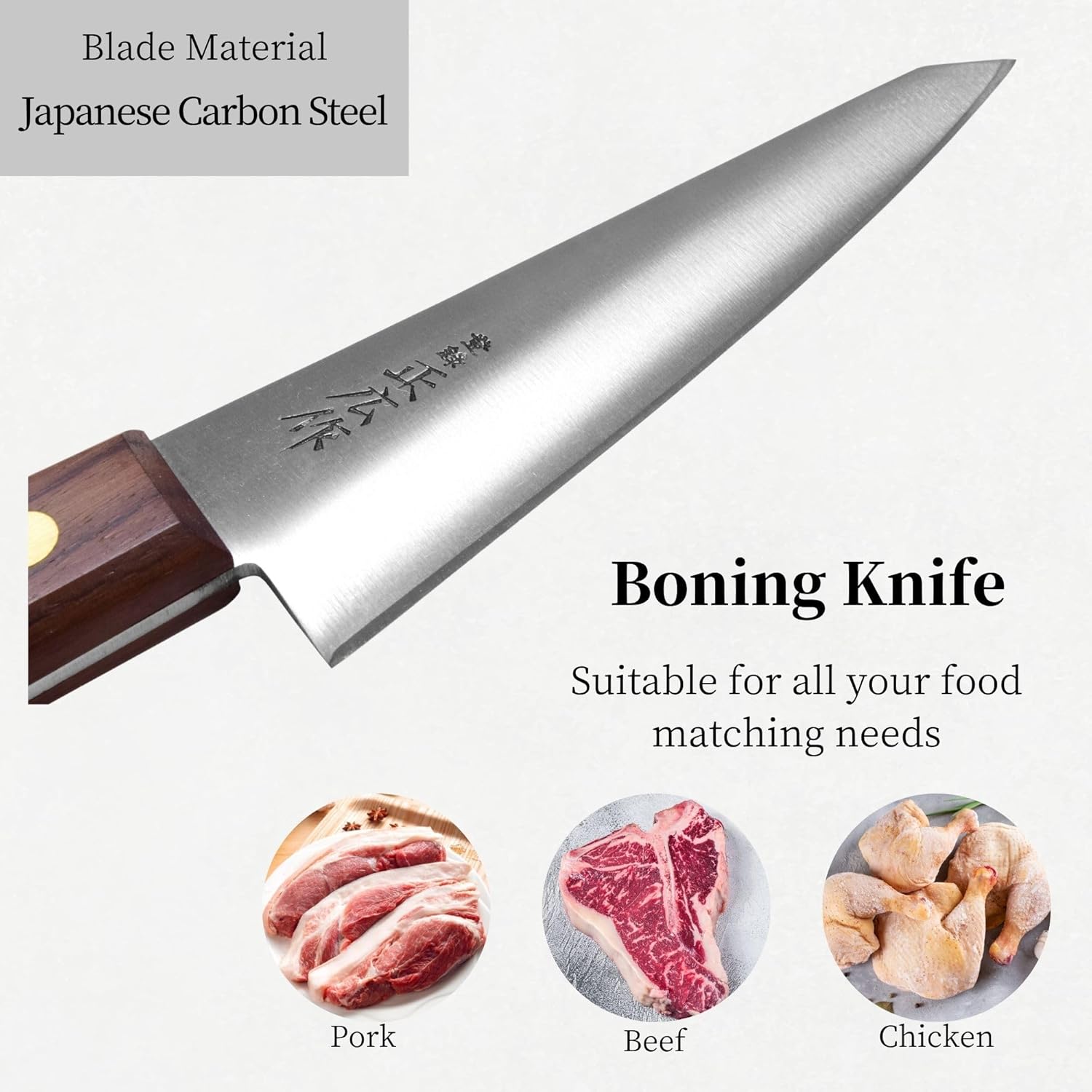 Seki Japan Masahiro Japanese Professional Boning Knife Honesuki KnifeTraiangle Type, 150 mm (5.9 inch), Japanese Carbon Steel Kitchen Cutlery, Chef Knives with Rose Wood Handle
