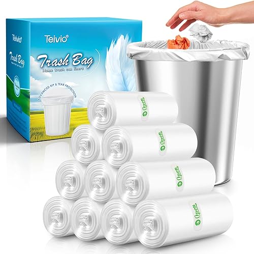 Miniatura 1 de Teivio Bolsas de basura fuertes de 2 galones, 320 unidades, bolsas de basura para baño, bolsas de plástico pequeñas para el hogar, oficina, cocina,