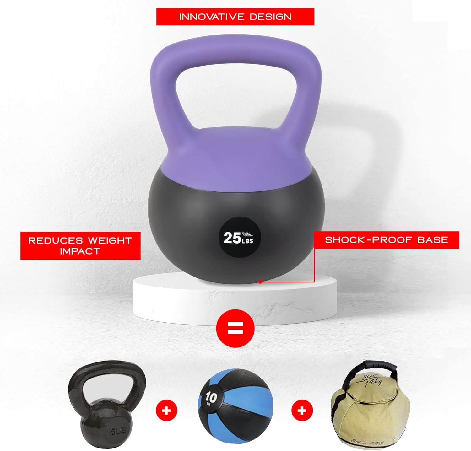NonZero Gravity Iron Sand Soft Kettlebell with PVC Shell, Shock-Absorbing Base & Extra-Wide Grip for Versatile Workouts | Durable Strength Training Equipment