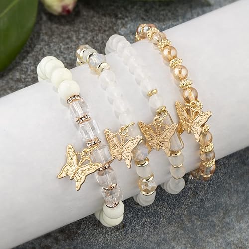 Miniatura 4 de Pingyongchang Pulseras bohemias para mujer, estilo bohemio, multicapa, con cuentas doradas, apilables, elásticas, hechas a mano, multicolor,