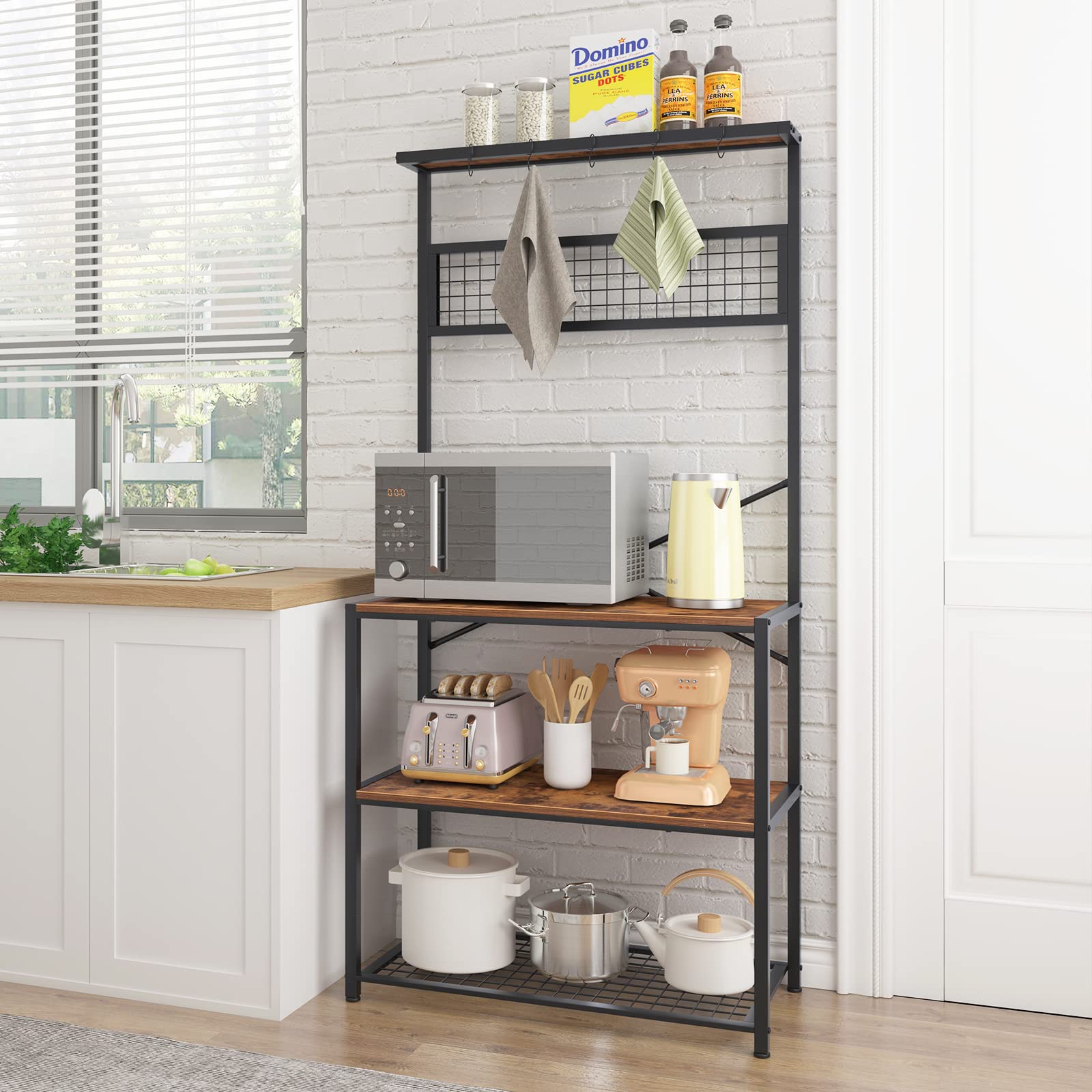 SogesHome Estantería para panadería, soporte para panadería, muebles de cocina, microondas, soporte para horno de cocina, espacio de trabajo con estante (D5003)