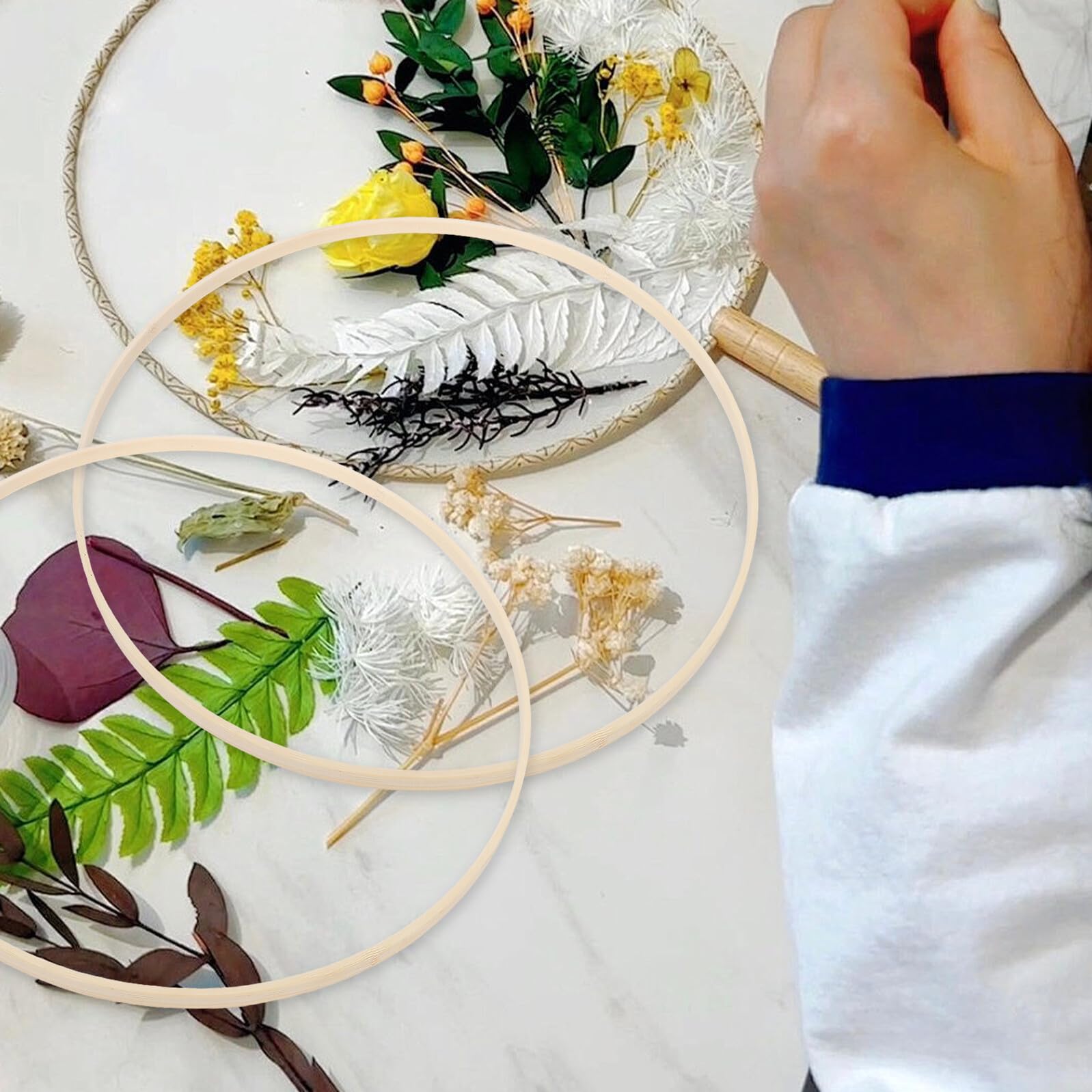 Aros de Macramé de Bambú 40 Cm para Manualidades 10 Piezas Beige Naturales para Decoración DIY Bodas y Hogar