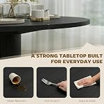 HOMCOM Table ronde pour 4-6, 47 Table de cuisine moderne minimaliste de pouce avec socle encastré, pour salle à manger salon, grain de bois noir