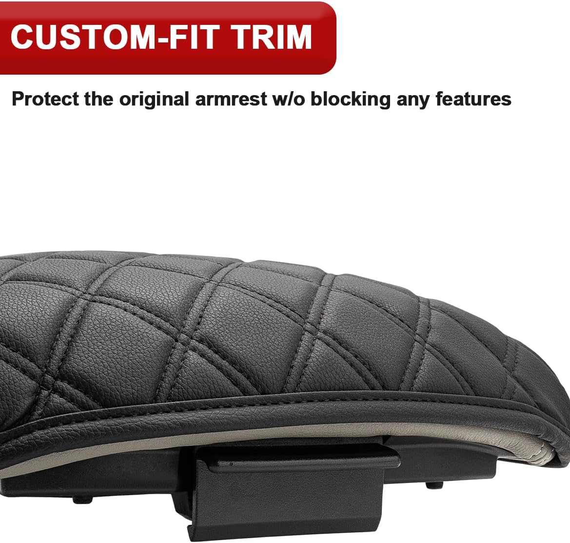 KBH Center Console Armrest Cover for Honda Pilot 2009 2010 2011 2012 2013 2014 2015, Vinyl Leather, Middle Console Arm Rest Lid Covering with Inner Pocket, Anti-Scratch, Black