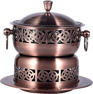 Chinese Hot Pot - Chafing Dish Buffet Stainless Steel Food Warmer - Soup Pot Cookware with Alcohol Lamp(Copper)