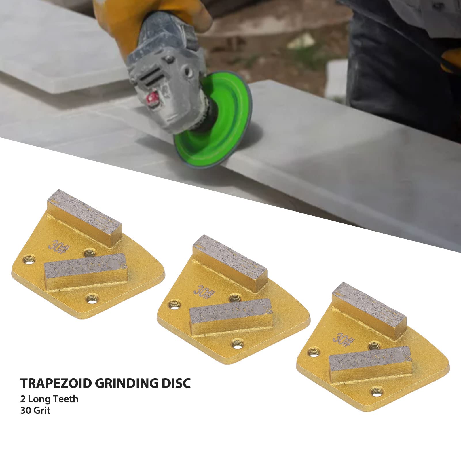 Diamentowe tarcze szlifierskie, Diamentowe tarcze szlifierskie trapezowe o ziarnistości 30, 2 zęby, 3 sztuki do usuwania farby z posadzek betonowych