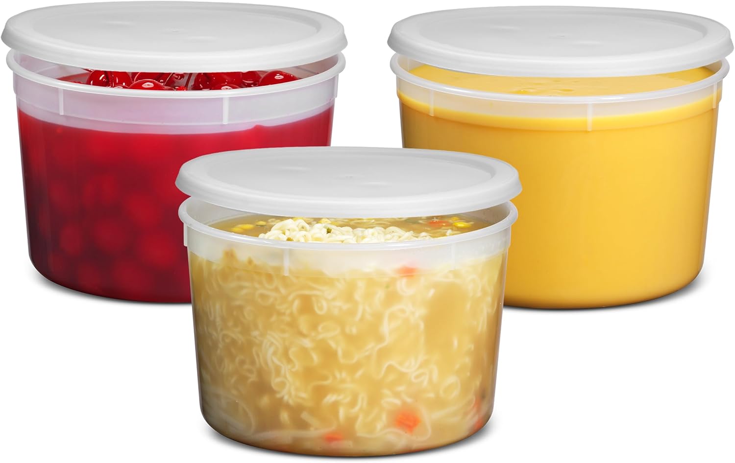 JoyServe 64 oz Food Storage Containers with Lids (Case Pack of 36 Sets), Half Gallon Round Plastic Deli Container with Leak-Proof Lid, BPA-Free, Freezer, Dishwasher & Microwave Safe