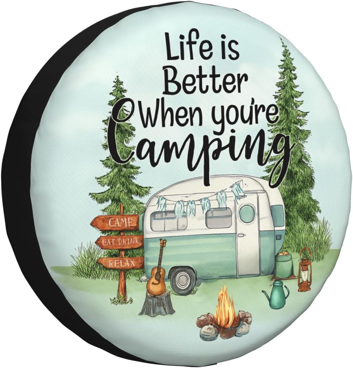 Adventure Spare Tire Cover Weatherproof Wheel Protectors Universal Wheel Covers for Travel Trailer Camper Rv SUV Truck 15 Inch