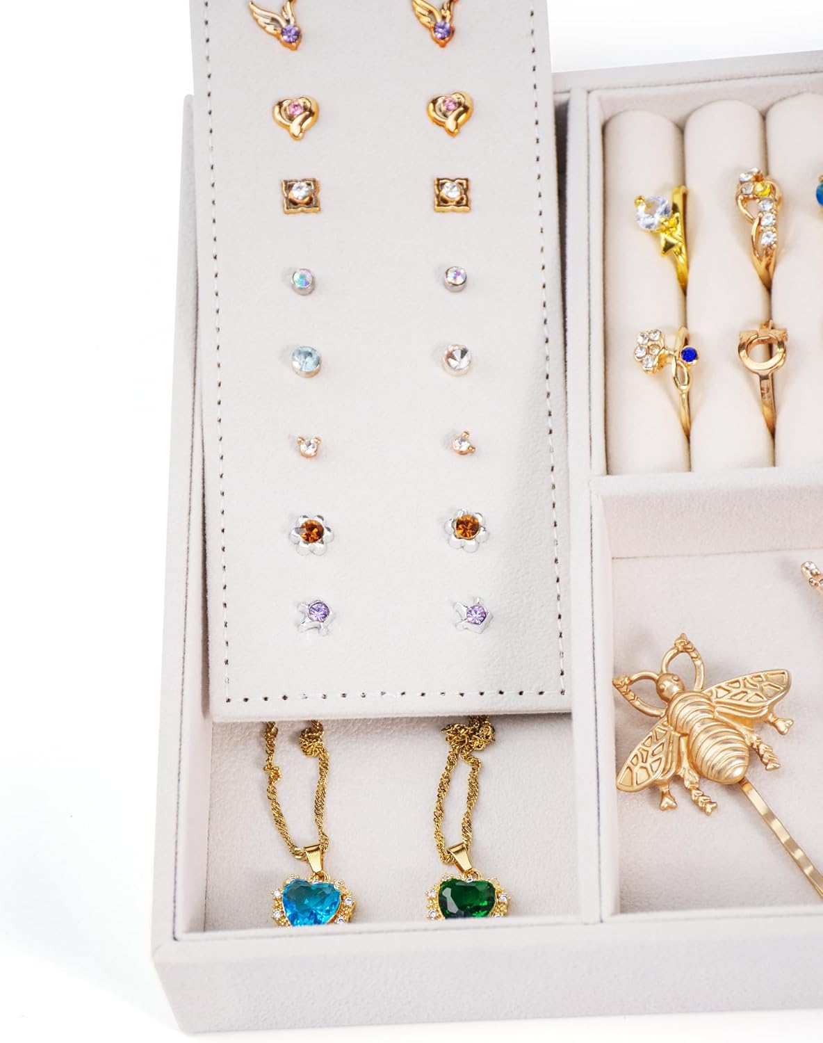 One Modern May Jewelry Box with Lock and Key for Teen Girls College Students and Women with Lift Out Tray and Silver Lock - 9 x 7.5 x 3.4 inches