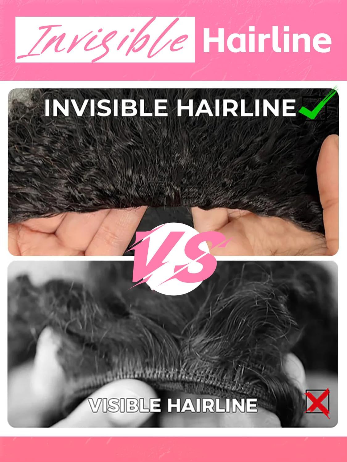 Kinky Curly Human Hair Half Wig 100% Human Hair 200 Density Glueless Wigs Ready to Go 3 In 1 Seamless Flip Over Drawstring Headband Wig for Black Women Clip in No Sew In 16 Inch