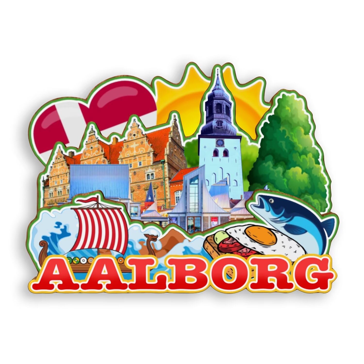 Refrigerator Magnet Aalborg Denmark Fridge Magnet City Travel Souvenirs Tourist Gifts 3D Classic Landmarks Handmade Crafts Home Decoration -2074