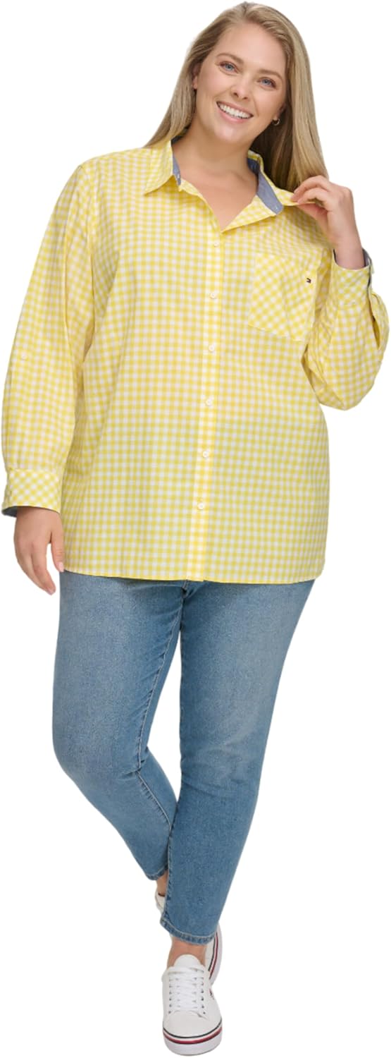 Tommy Hilfiger Women's Long Sleeve Button Up Collared Shirt