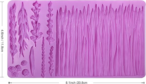 Miniatura 2 de Moldes de silicona de hierba de trigo molde de fondant de plantas húmedas para decoración de hojas de pastel pasta de goma de arcilla de encaje
