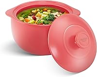 Vista 15 de MINH LONG - Horno Holandés de Porcelana de 2 Cuartos de Galón con Tapa – Libre de Plomo y Cadmio, Seguro para Horno hasta 482°F, Retención de Calor