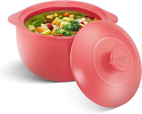 Miniatura 15 de MINH LONG - Horno Holandés de Porcelana de 2 Cuartos de Galón con Tapa – Libre de Plomo y Cadmio, Seguro para Horno hasta 482°F, Retención de Calor