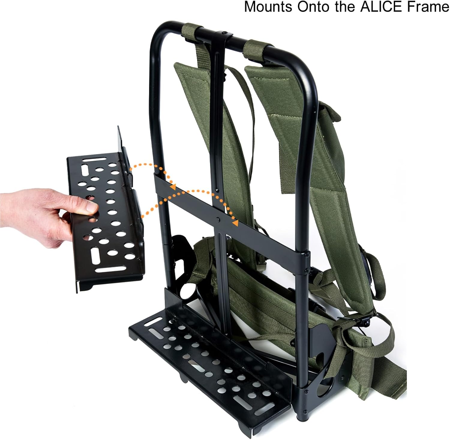 MT Military Alice Pack Frame Cargo Support Shelf with Adjustable Lashing Strap for Army Rucksack with Frame Type II