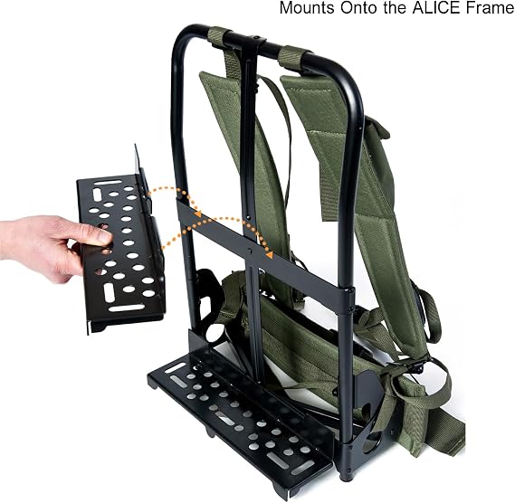 MT Military Alice Pack Frame Cargo Support Shelf with Adjustable Lashing Strap for Army Rucksack with Frame Type II- OD