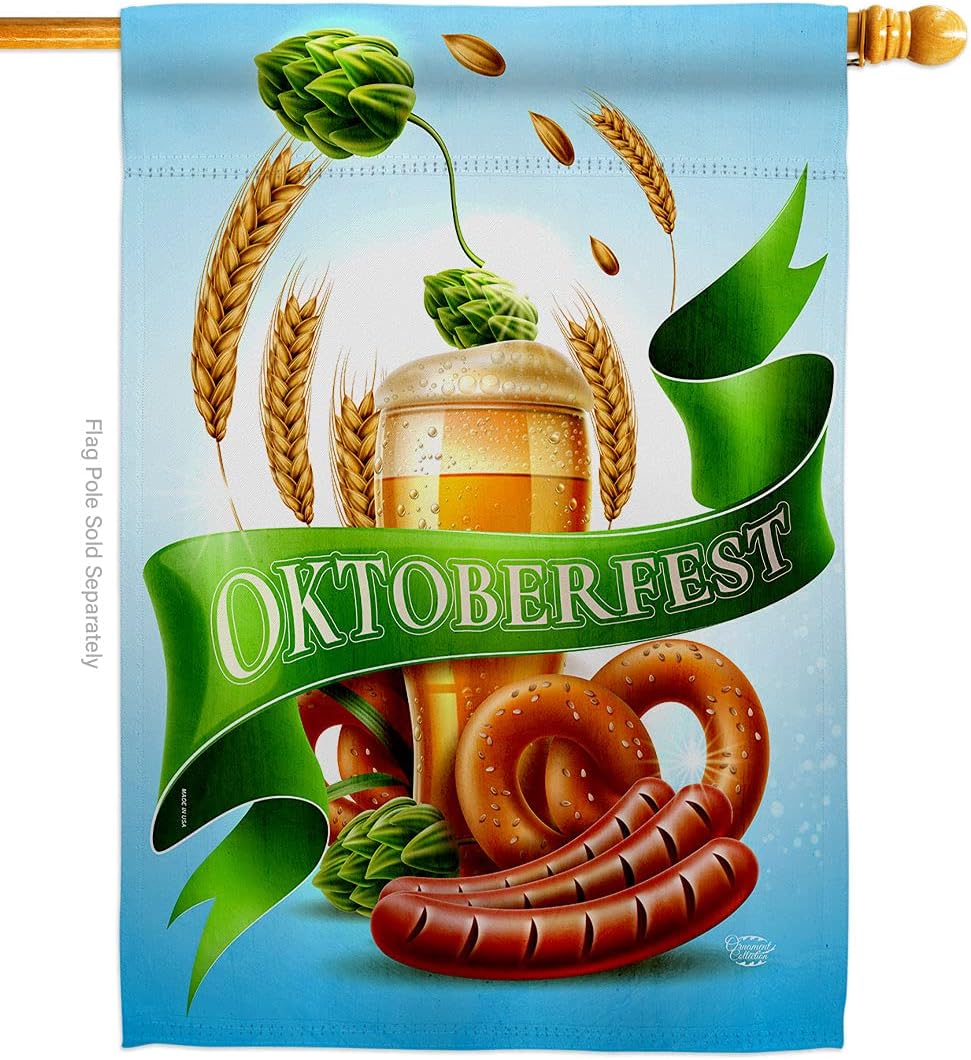 It Oktoberfest House Flag Beverages Beer Happy Hour Game Pong Party Ale Lager Craft Small Decorative Gift Yard Banner Made In USA 28 X 40
