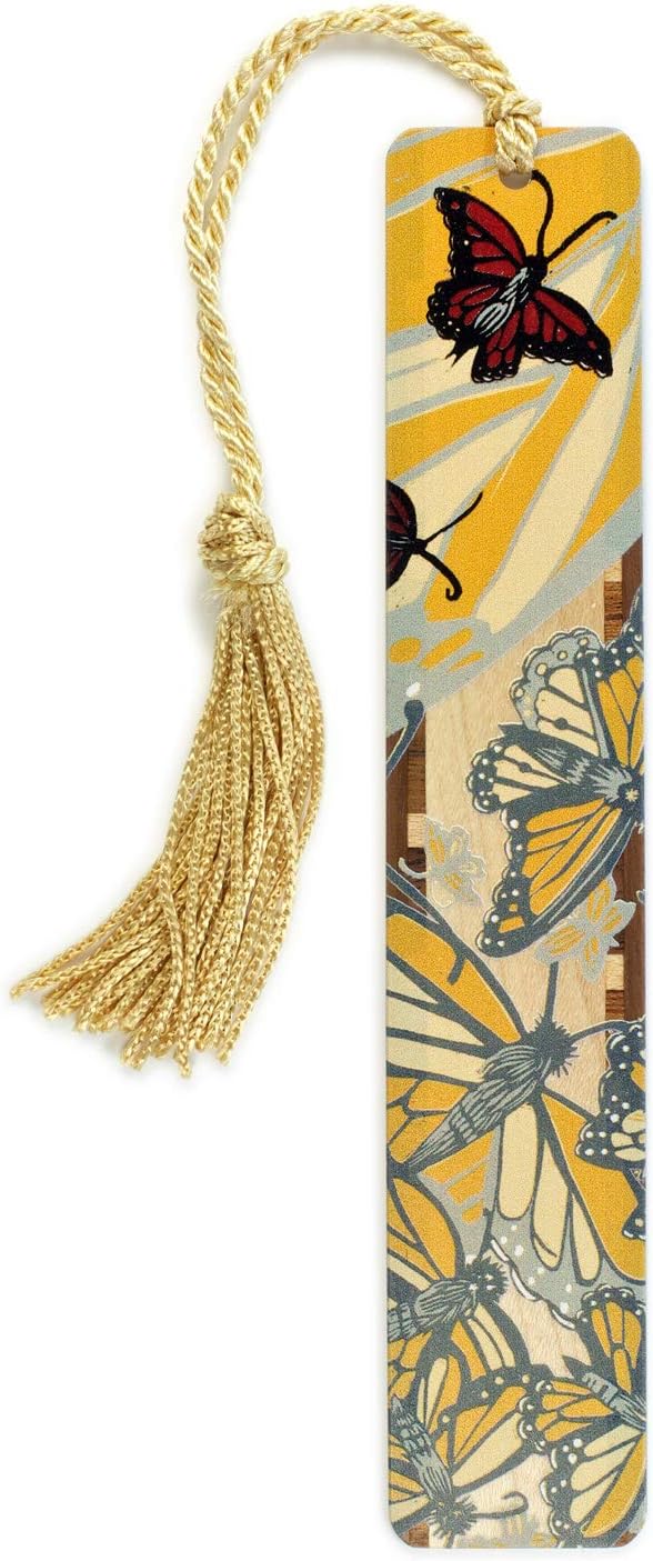 Personalized Butterflies Engraved Wooden Bookmark - Made in USA - Also Available Without Personalization