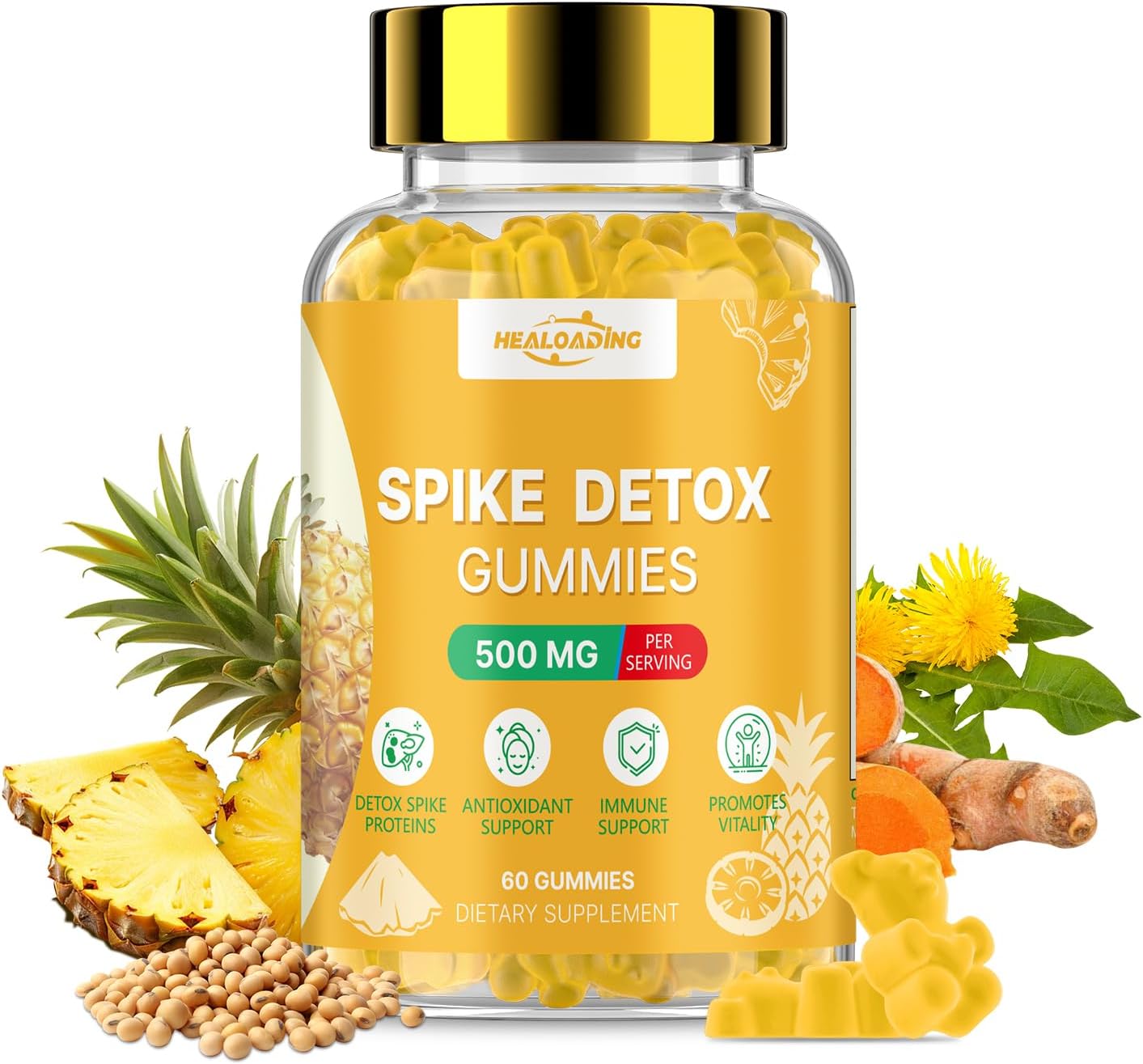 Spike Protein Detox Supplement:Spike Support Gummies with Nattokinase Bromelain Turmeric and Green Tea Extract Foreign Protein Cleanse and Immune Support