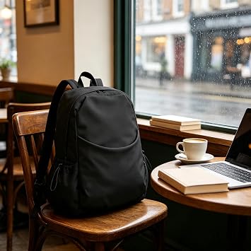 Black Backpack, Solid Rucksack, Large School Bag for Girls Boys College