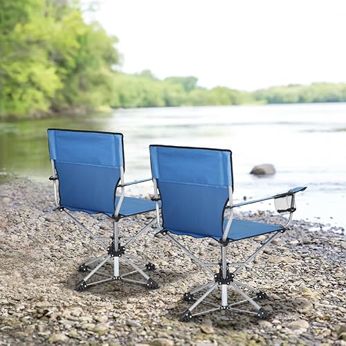 Miniatura 8 de COSTWAY Silla de camping giratoria portátil plegable rotación libre de 360  para pesca de picnic