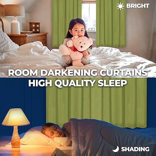 Miniatura 7 de BLUENILEMILLS Paneles de cortinas opacas para oscurecer la habitación con bolsillo para barrapestañas traseras, cortinas perfectas para ventanas de