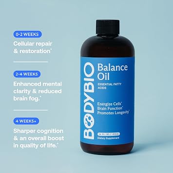 BodyBio Balance Oil - Essential Fatty Acids for Brain, Skin, Mood