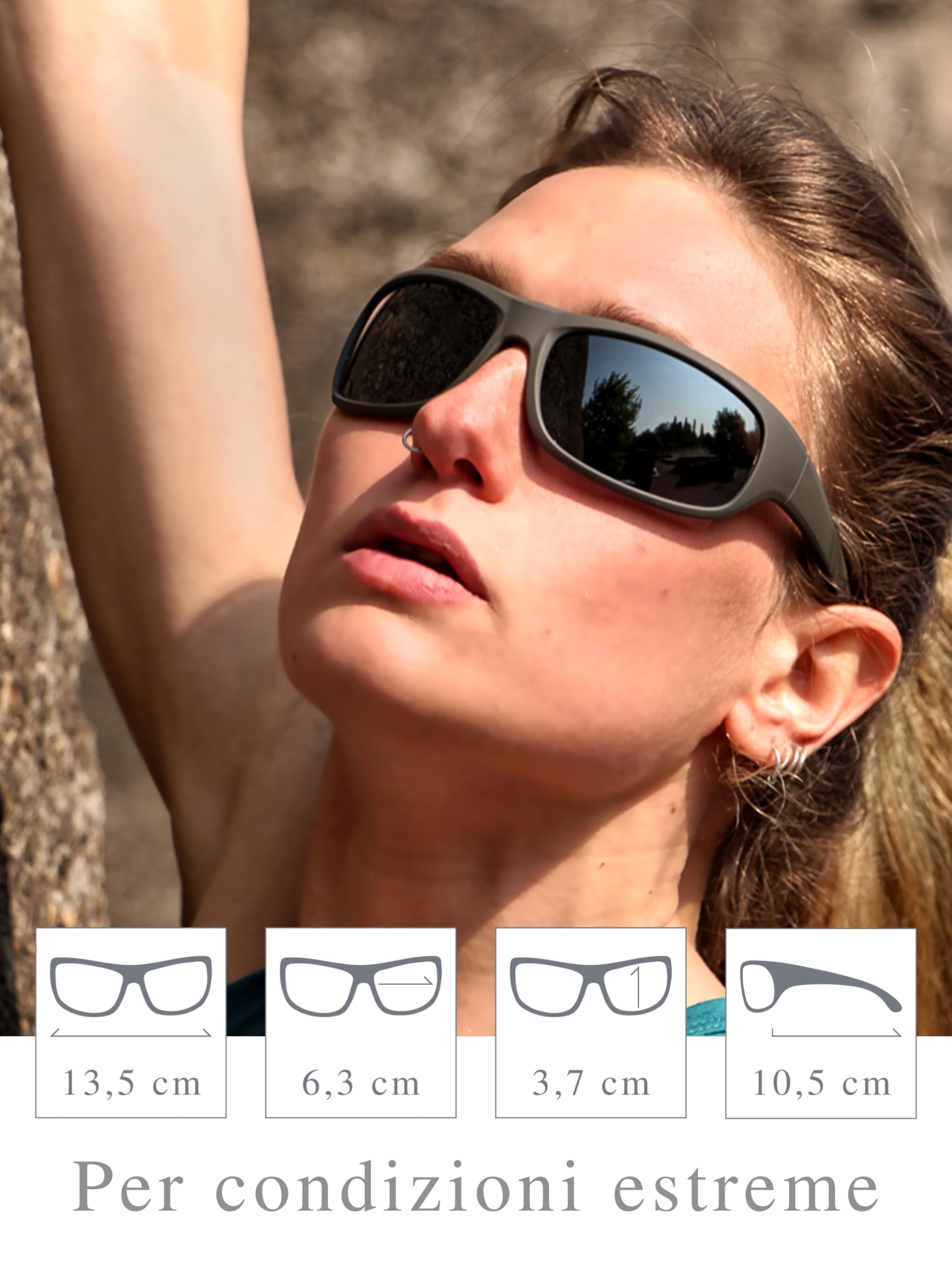 EREBOS Occhiali da sole polarizzati | Cat. 4 particolarmente scuri | Protezione UV 400 | Per sole estremo - montagne e mare | Per fotofobia | Occhiali da sole sportivi per uomini e donne | 24 grammi