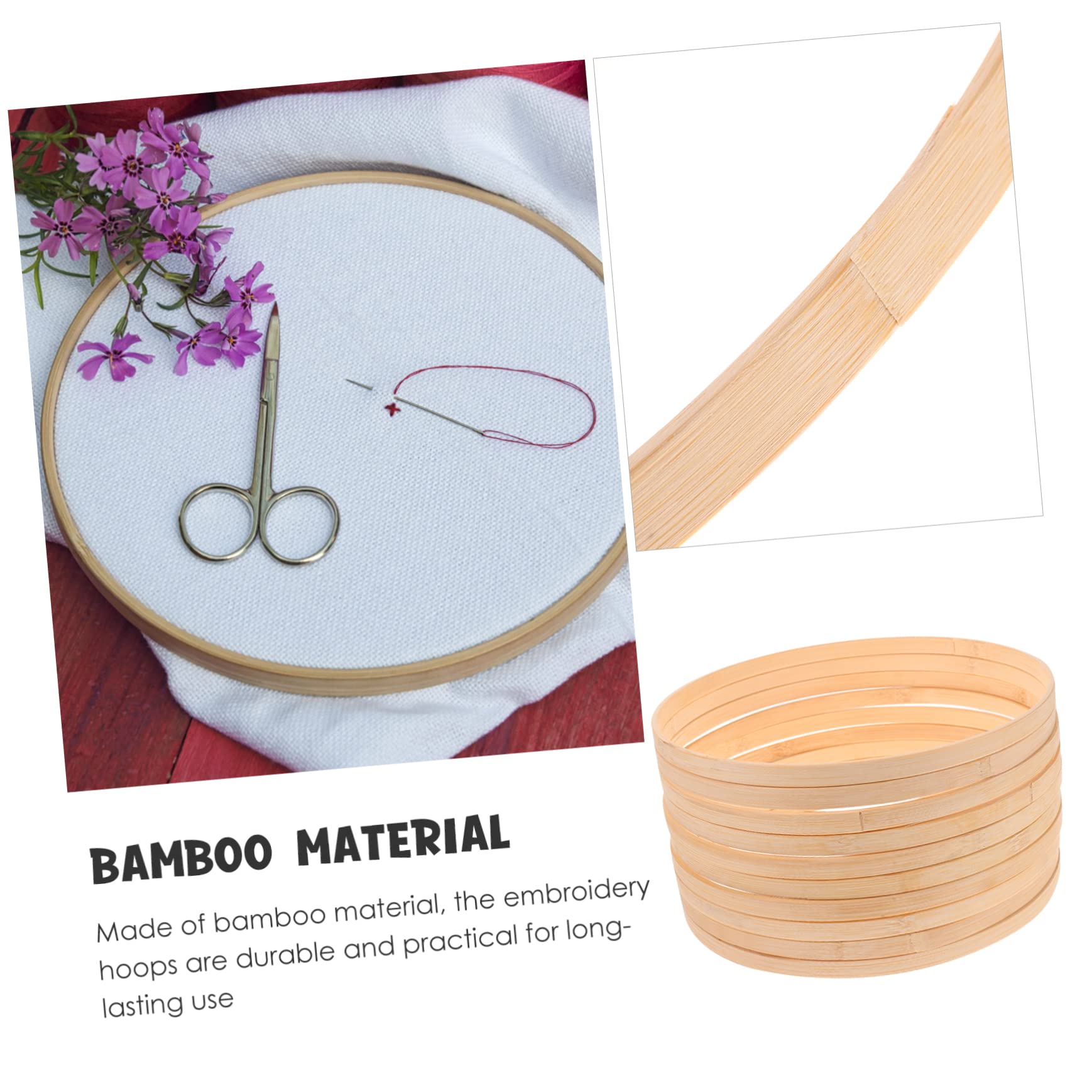Operitacx 5 Juegos Círculo De Bambú Aro De Punto De Cruz De Bricolaje Kit De Aros Cruzados Anillo Artesanal De Macramé Marco Prácticos Aros De Bambú Marco De Punto De Cruz 10 Uds * 5