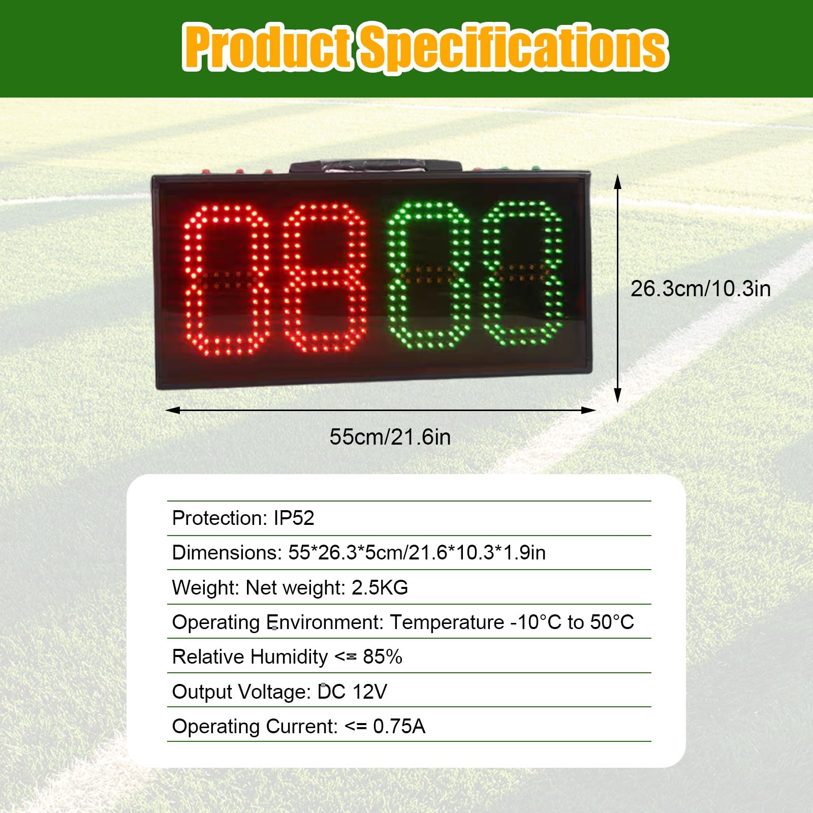 Tabellone segnapunti elettronico a LED per arbitro con batteria ricaricabile, timer per partite su entrambi i lati per eventi sportivi, ideale per allenatori e squadre