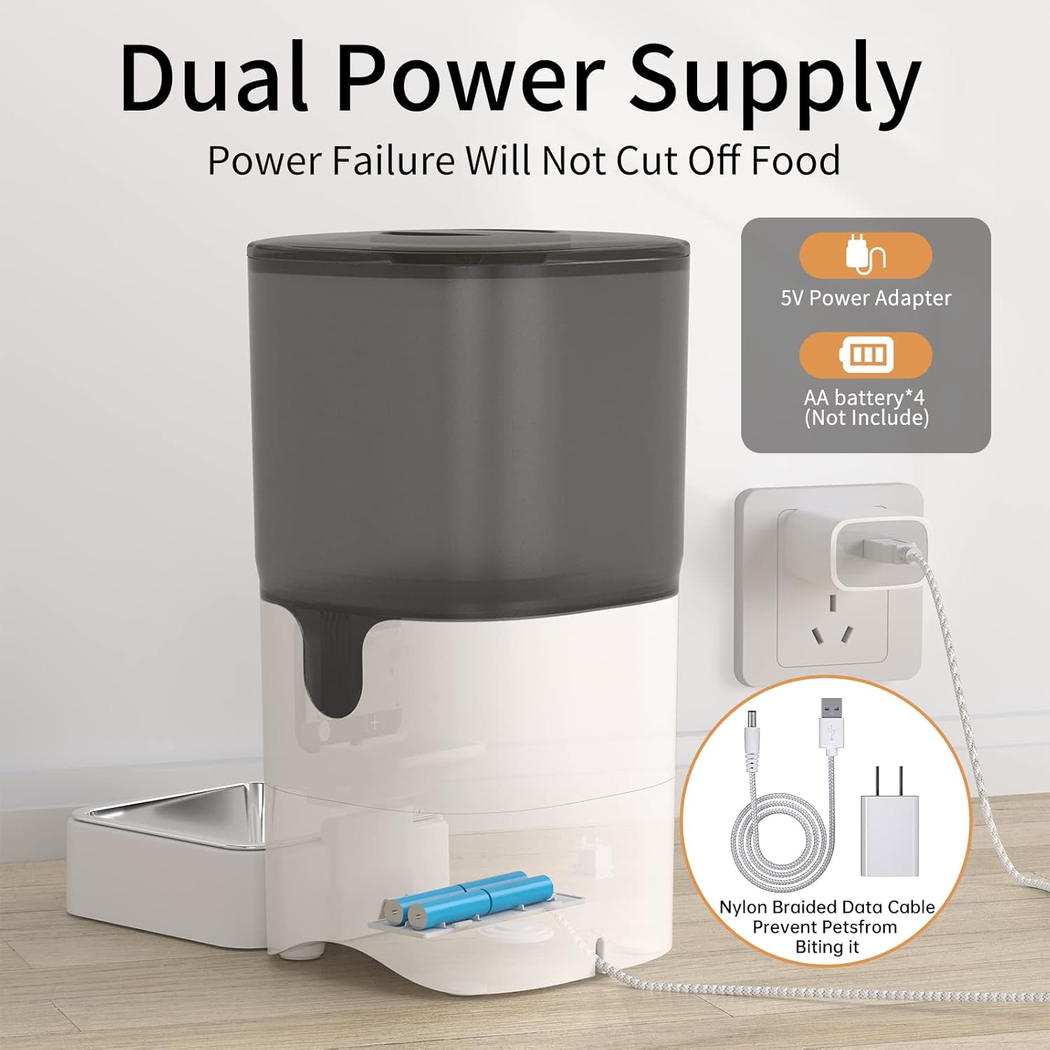 Pet Supplies : PAPIFEED Automatic Cat Feeder with APP Control, WiFi Enabled Smart Dry Food Dispenser with Alexa, Detachable Pet Feeder for Cleaning, Up to 30 Meals Per Day, for Cats Large Dogs and Multiple Pets (6L) : 