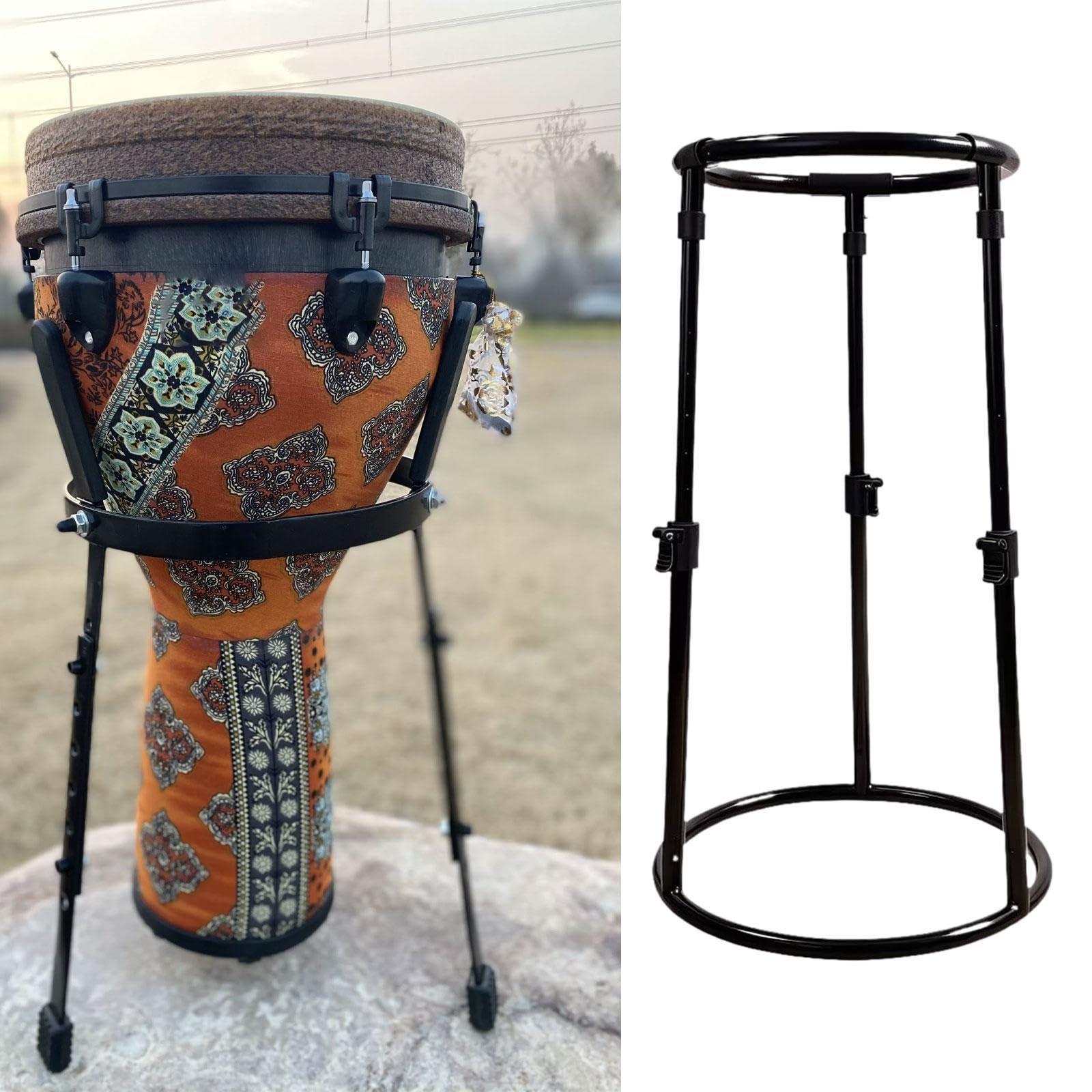 Soporte para Djembé Estable, Altura Ajustable, Ligero.