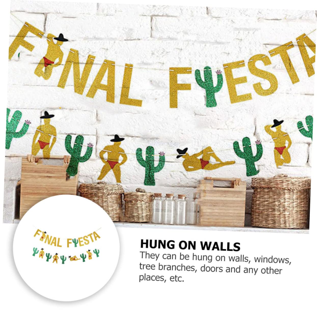 Abaodam 6 Piezas Decorativas Colgantes para Fiesta Mixta Banderines Mexicanos para Suministros Temáticos Cinco Mayo Cumpleaños Taco Cactus Guirnalda Decoración Decoración Feliz Fiesta