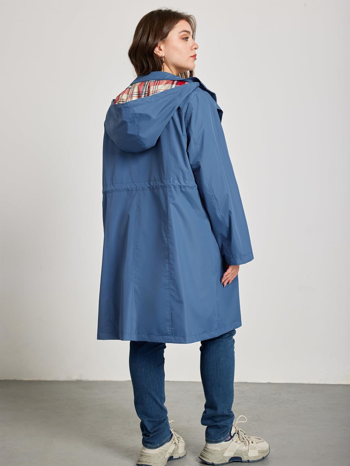 Kikibell Plus Size Rain Jackets for Women Raincoats Waterproof Windbreaker Jacket Hooded Outdoors Trench Coat with Pockets - Image 5