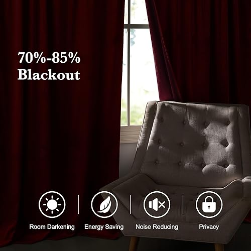 Miniatura 267 de RYB HOME Cortinas de terciopelo súper lujosas con diseño de bolsillo para barra, cortinas de privacidad con aislamiento térmico para oscurecer