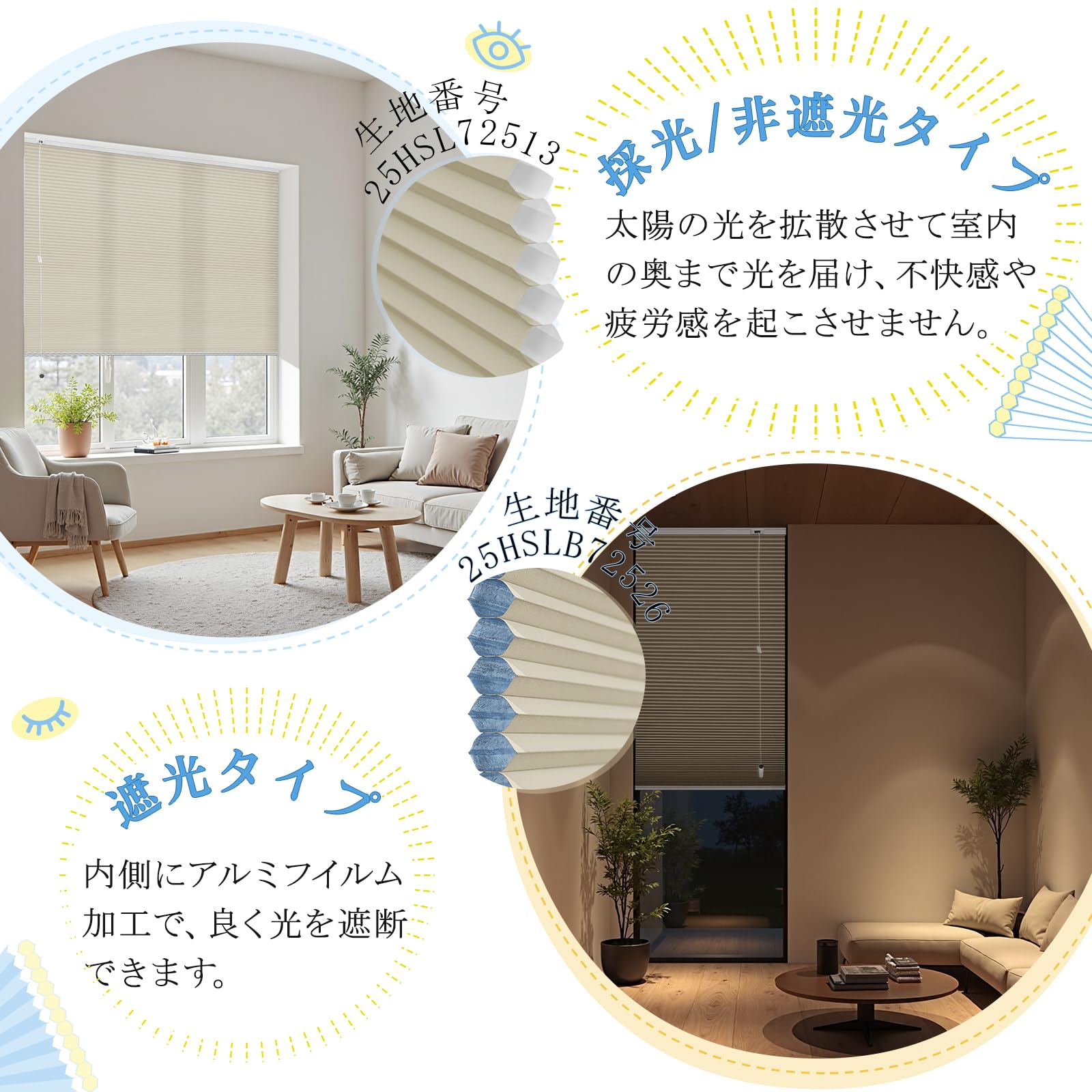 Amazon｜KeeGo ハニカムシェード 遮光ハニカムスクリーン 遮光/採光