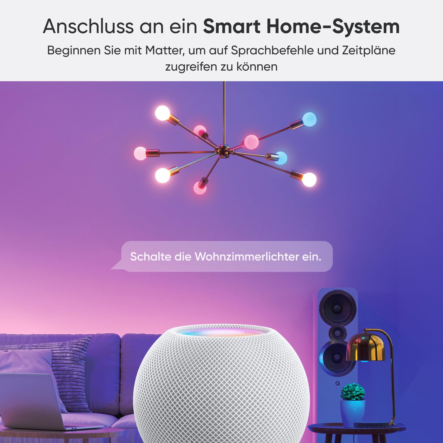 Nanoleaf Matter Essentials WLAN Glühbirnen E27 4er-Pack RGBW LED Lampen 16 Mio. Farben App- & Sprachsteuerung kompatibel mit Alexa Apple Google Home