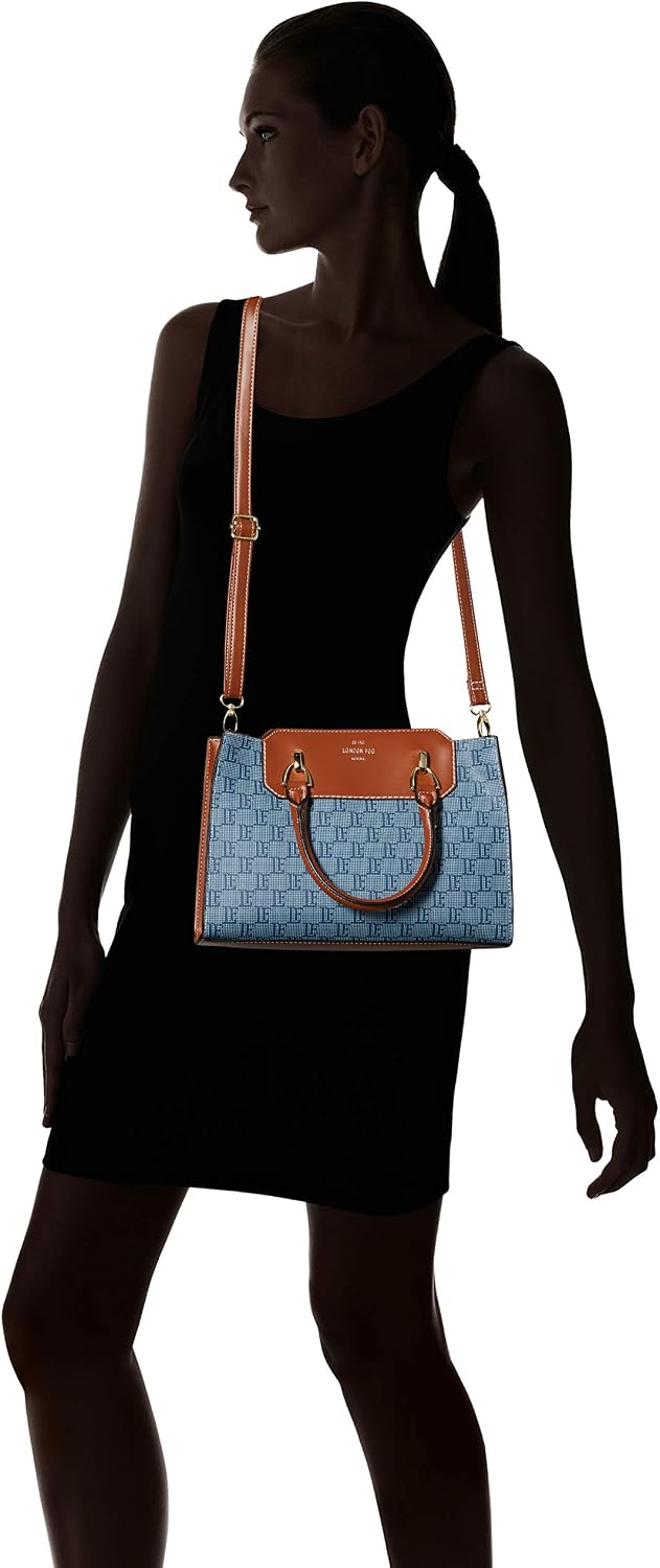 London Fog womens Belmont Satchel Denim Logo