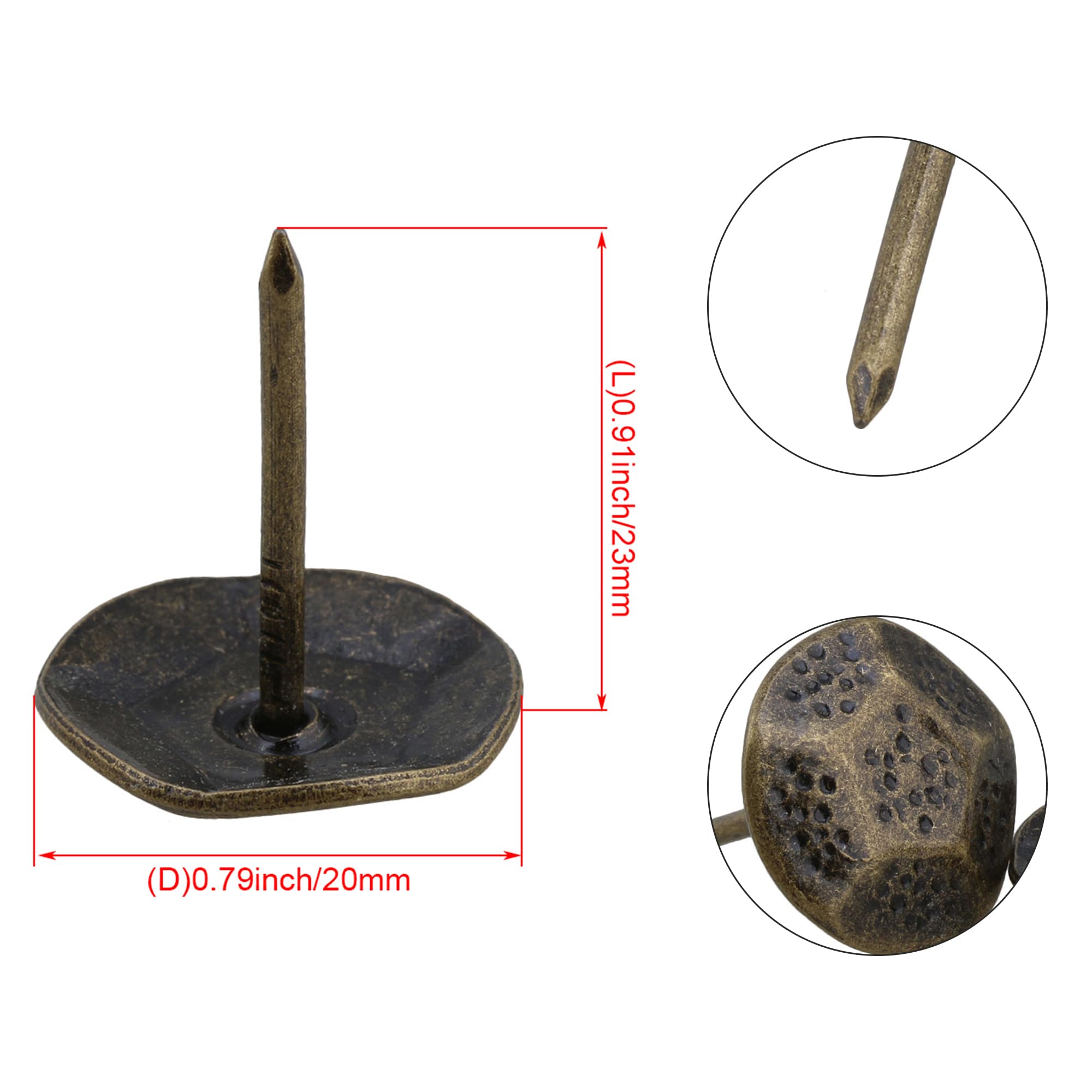 Yibuy Lot de 50 clous décoratifs en bronze 23 x 20 mm