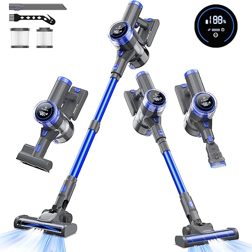 Miniatura 7 de Aspiradora inalámbrica, aspiradora ligera 10 en 1 con potente succión de 33 kPa, tiempo de funcionamiento de 45 minutos, aspiradora recargable