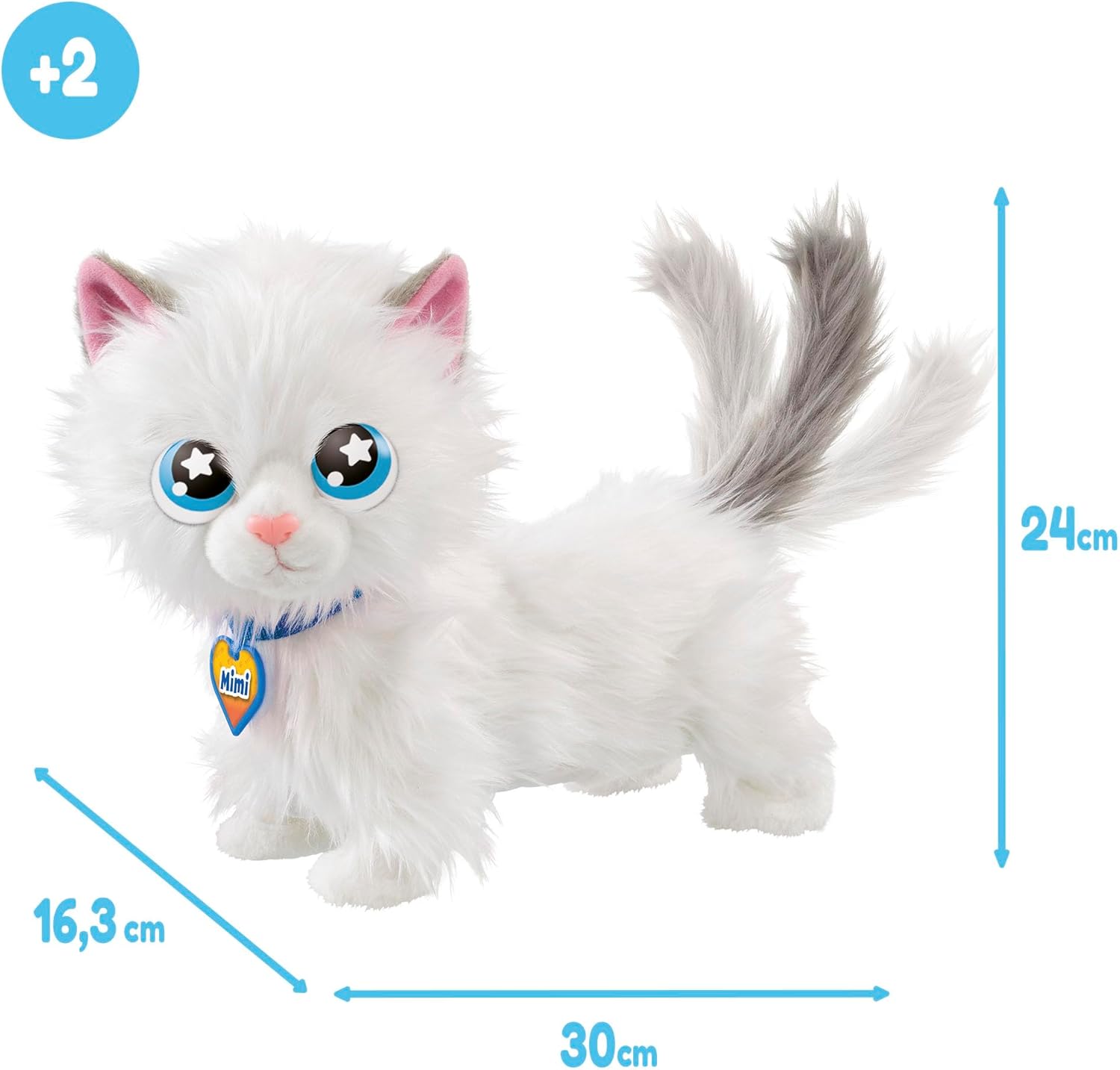 Bizak Animagic 64550196 Mimi Mimitos Interactive Plush Animal from 2 Years Old Cute and Funny Kitten Very Soft Walks, Aims and Wobbles the Tail