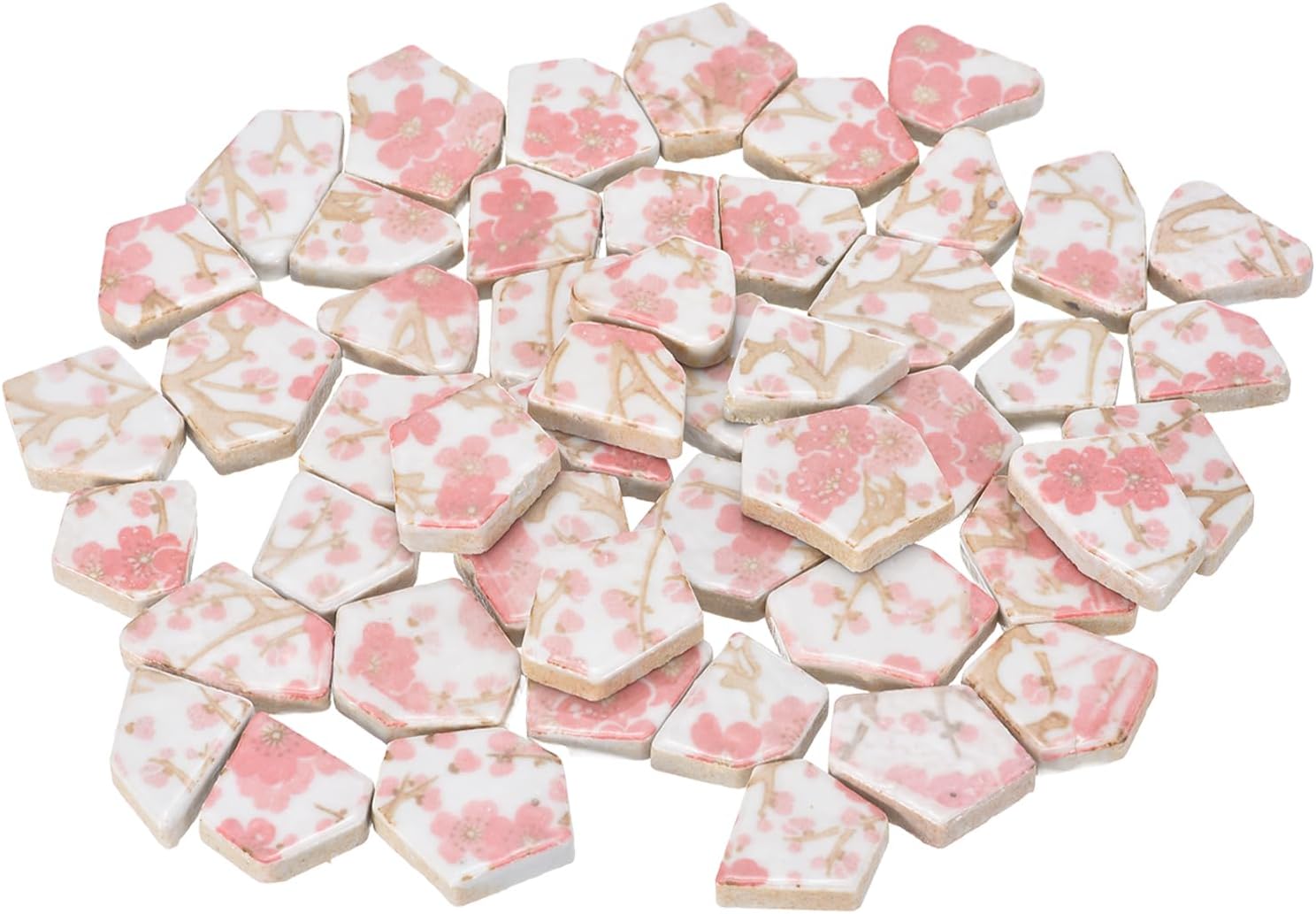 MECCANIXITY Irregular Ceramic Mosaic Tiles 300g/0.7lb Pink